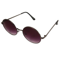 Load image into Gallery viewer, The Sonnenbrille Unisex Rund Hippie Brille John Lennon 400UV features round black metal frames, dark purple-tinted lenses, and thin arms, inspired by the iconic John Lennon style. Displayed on a white background.
