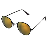 Load image into Gallery viewer, Die Sonnenbrille "kleine Gläser John Lennon Hippie Brille" mit dünnem schwarzem Metallrahmen, bunten verspiegelten Gläsern und 400 UV-Schutz ist eine stylische unisex Brille, präsentiert vor weißem Hintergrund.
