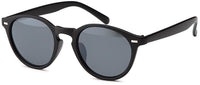 Load image into Gallery viewer, A pair of Sonnenbrille rund John Lennon Nerd Vintage Retro 400UV with round black frames, dark tinted lenses, and Schlüsselloch Steg Linie design, shown at a slight angle on a white background.

