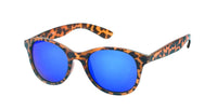 Load image into Gallery viewer, Sonnenbrille runde Gläser John Lennon 400UV Designerbrille Retro mit Tortoiseshell-Muster und blauen verspiegelten Gläsern, inspiriert von Retro-Designer-Brillen, auf weißem Hintergrund gezeigt.
