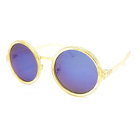 Load image into Gallery viewer, Sonnenbrille rund dick Vintage 400UV Metallsteg golden John Lennon Stil
