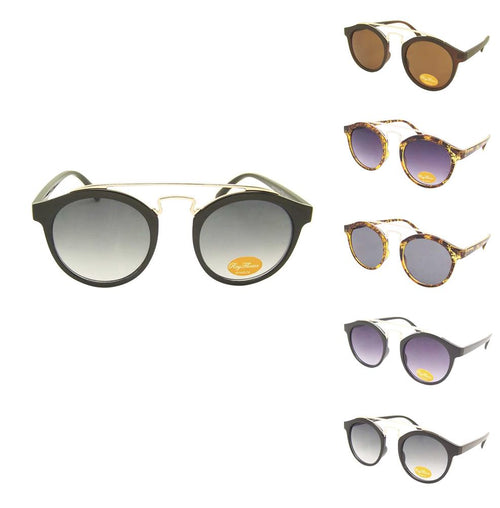 Sonnenbrille rund Vintage 400UV Metalldoppelsteg golden John Lennon Style