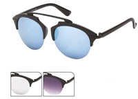 Load image into Gallery viewer, Sonnenbrille Retro Brille 400 UV Metall Zwicker Form unten frameless schwarz
