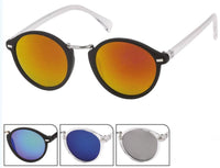 Load image into Gallery viewer, Sonnenbrille Panto Round 400 UV verspiegelt Bogensteg hoch Metall Rechtecke
