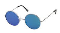 Load image into Gallery viewer, Sonnenbrille Round John-Lennon-Style 400 UV Metall silbern verspiegelt Steg lang
