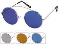 Load image into Gallery viewer, Sonnenbrille Round 400 UV Metall Bügeloberkante statt Steg bunt verspiegelt
