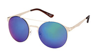 Load image into Gallery viewer, Sonnenbrille Panto Doppelsteg Round 400 UV verspiegelt Metall schwarz golden
