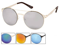 Load image into Gallery viewer, Sonnenbrille Panto Doppelsteg Round 400 UV verspiegelt Metall schwarz golden
