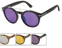 Load image into Gallery viewer, Sonnenbrille Round Panto 400 UV Metallbügeloberkante Zierleiste verspiegelt

