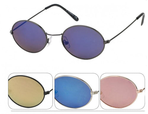 Sonnenbrille ovale kleine Gläser Knicksteg Metallrahmen 400 UV verspiegelt