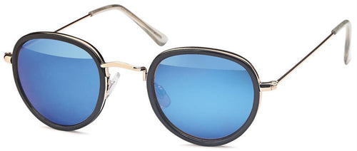 Retro Sonnenbrille Panto 400 UV Steg hoch Knick Metallgestell Glasrand schwarz