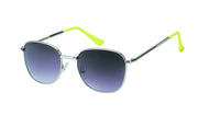 Load image into Gallery viewer, Vintage Sonnenbrille Bügelkappen bunt Streifen eckig 400UV Metallrahmen
