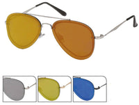 Load image into Gallery viewer, Sonnenbrille Pilotenbrille 400 UV frameless Metallbügel Zacke bunt verspiegelt
