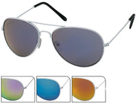 Load image into Gallery viewer, Sonnenbrille Pilotenbrille 400 UV weißes Metallgestell bunt verspiegelt
