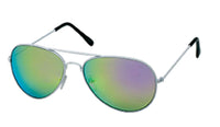 Load image into Gallery viewer, Sonnenbrille Pilotenbrille 400 UV weißes Metallgestell bunt verspiegelt
