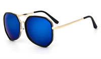 Load image into Gallery viewer, Sonnenbrille multilateral Pilotenbrille groß schwarzer Rand 400UV verspiegelt
