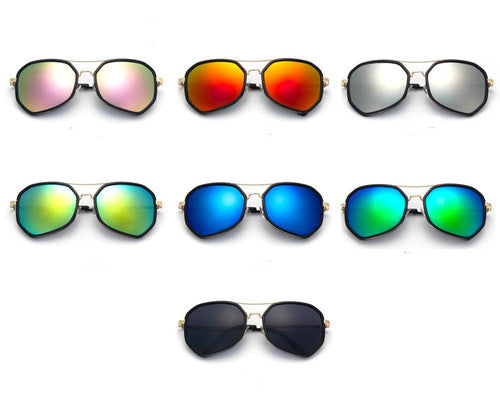 Sonnenbrille multilateral Pilotenbrille groß schwarzer Rand 400UV verspiegelt