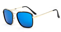 Load image into Gallery viewer, Sonnenbrille Pilotenbrille eckiger schwarzer Rahmen bunt verspiegelt
