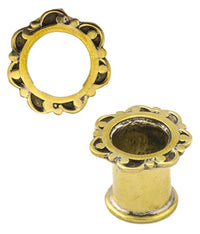 Load image into Gallery viewer, Brass Tunnel Bogen Punkte Muster antik gold nickelfrei Plug Messing Expander Schmuck
