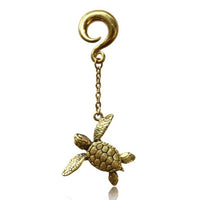 Load image into Gallery viewer, Ohrgewicht 6mm Piercing Anhänger Brass Ohrring gold Hook Bone Skull Schildkröte
