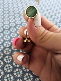 Load image into Gallery viewer, Ohrstecker gold Stein rund Zinklegierung geometrisch
