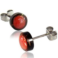 Load image into Gallery viewer, Ohrstecker Unisex 8 mm Kokosnuss Holz Edelstahl Muschel Stein Inlay rund Stern
