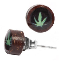 Load image into Gallery viewer, Ohrstecker Unisex 8 mm Kokosnuss Holz Edelstahl Muschel Stein Inlay rund Stern
