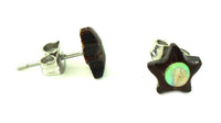 Load image into Gallery viewer, Ohrstecker Unisex 8 mm Kokosnuss Holz Edelstahl Muschel Stein Inlay rund Stern
