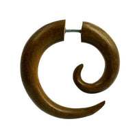 Load image into Gallery viewer, Ohrringe Holz Fake Piercing Spiralen Edelstahl Dehnschnecken
