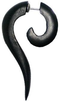 Load image into Gallery viewer, Ohrring Holz Fake Piercing lange Spirale Edelstahl Dehnschnecke
