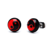 Cargar imagen en el visor de la galería, Ohrstecker Halbkugel Yin Yang 8 mm Acryl Unisex Ohrringe Edelstahl nickelfrei zweifarbig
