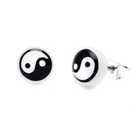 Cargar imagen en el visor de la galería, Ohrstecker Halbkugel Yin Yang 8 mm Acryl Unisex Ohrringe Edelstahl nickelfrei zweifarbig
