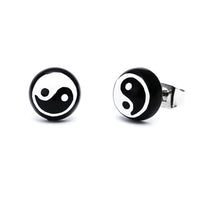 Cargar imagen en el visor de la galería, Ohrstecker Halbkugel Yin Yang 8 mm Acryl Unisex Ohrringe Edelstahl nickelfrei zweifarbig
