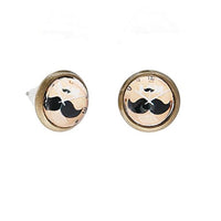 Load image into Gallery viewer, A pair of Brass Ohrstecker, these unisex stud earrings feature a colorful star design under a clear dome. Made from nickel-free stainless steel, they're comfortable for everyday wear. Size: 12 mm.
