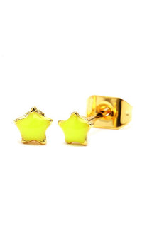 Load image into Gallery viewer, Brass Ohrstecker Stern 4 mm bunt gold Emaille nickelfrei Messing
