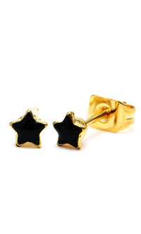 Load image into Gallery viewer, Brass Ohrstecker Stern 4 mm bunt gold Emaille nickelfrei Messing
