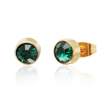 Load image into Gallery viewer, Brass Ohrstecker gold Glaskristall facettiert 6mm rund
