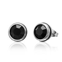 Load image into Gallery viewer, CHICNET Brass Ohrstecker silber Gummi Glaskristall 10mm rund
