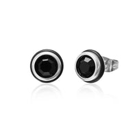 Load image into Gallery viewer, Brass Ohrstecker silber Gummi Ring Glaskristall facettiert 8mm rund bunt
