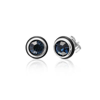 Load image into Gallery viewer, Brass Ohrstecker silber Gummi Ring Glaskristall facettiert 8mm rund bunt
