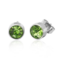 Load image into Gallery viewer, Brass Ohrstecker silber Glaskristall facettiert 6mm rund bunt hoch

