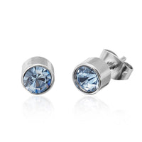 Load image into Gallery viewer, Brass Ohrstecker silber Glaskristall facettiert 6mm rund bunt hoch
