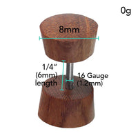 Load image into Gallery viewer, Fake Plug Blutholz Symbol Piercing Edelstahl Holz rot braun Om Blume des Lebens
