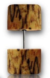 Load image into Gallery viewer, Fake Holzplug Holz 8mm Plug Lobe Piercing Edelstahl Stift 1mm rund kantig
