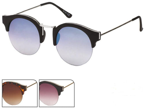 Sonnenbrille Cat Eye 400 UV Round Metall Steg eckig unten frameless Zierrand