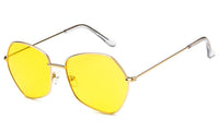 Load image into Gallery viewer, Sonnenbrille Damen 400UV getönt klar Metallgestell bunt fünfeckig groß
