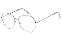 Load image into Gallery viewer, Sonnenbrille Damen 400UV getönt klar Metallgestell bunt fünfeckig groß
