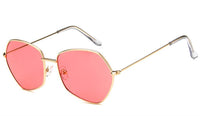 Load image into Gallery viewer, Sonnenbrille Damen 400UV getönt klar Metallgestell bunt fünfeckig groß
