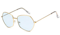 Load image into Gallery viewer, Sonnenbrille Damen 400UV getönt klar Metallgestell bunt fünfeckig groß
