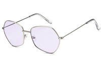 Load image into Gallery viewer, Sonnenbrille Damen 400UV getönt klar Metallgestell bunt fünfeckig groß
